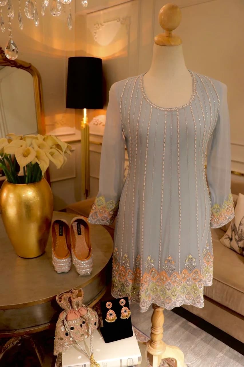 Grayish Blue Tiffany Peplum