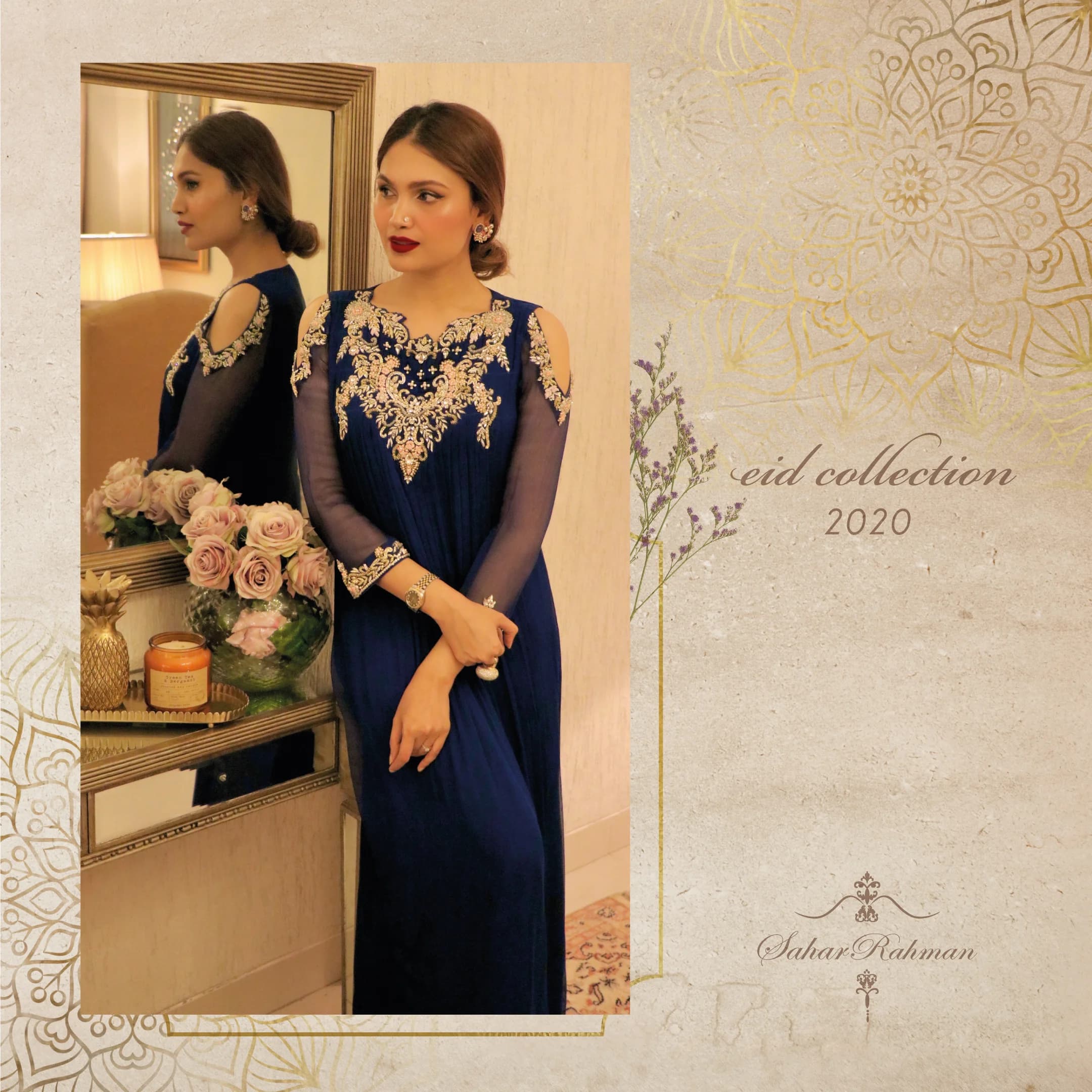 Midnight Blue Cold Shoulder Gown